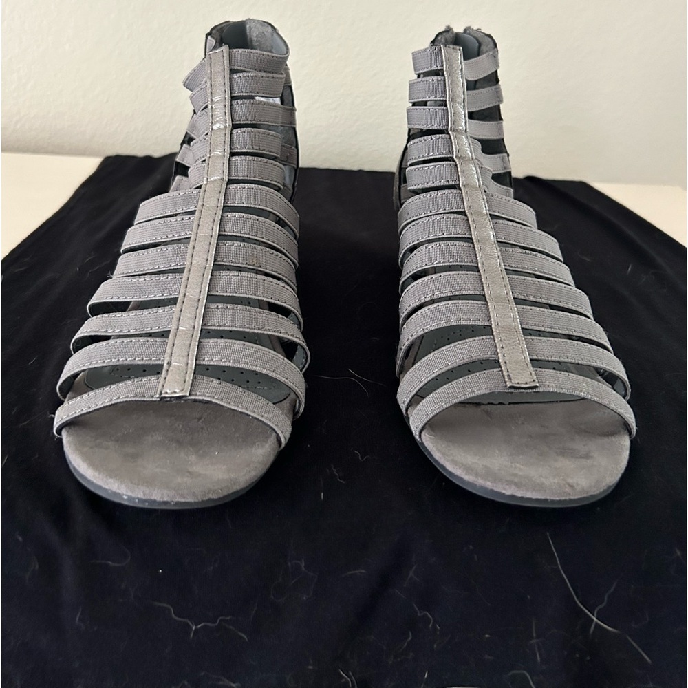 Grey and pewter strappy sandles